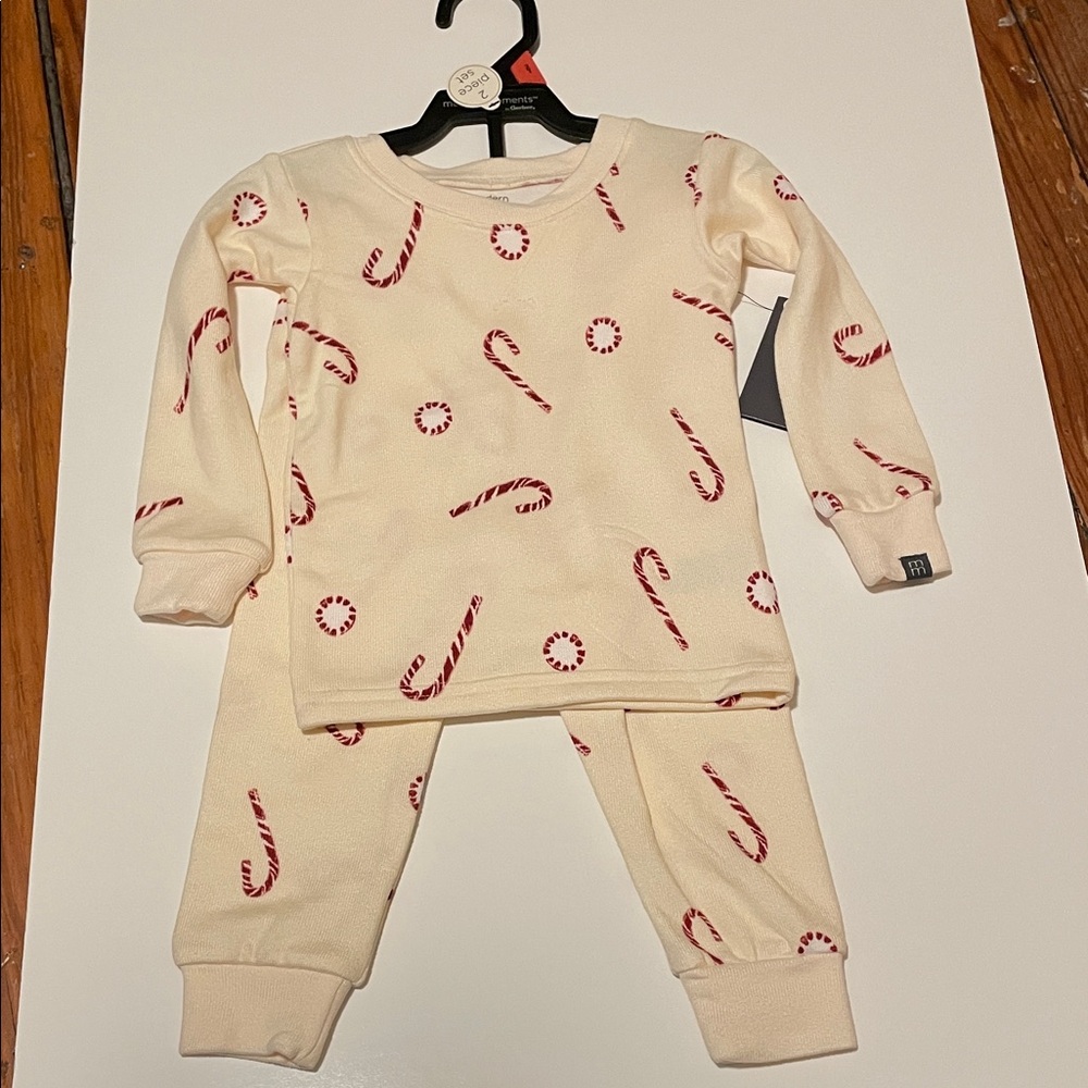 Modern Moments Toddler 2T Candy Cane Print Long Sleeve Pajamas Snug Fit PJS NWT